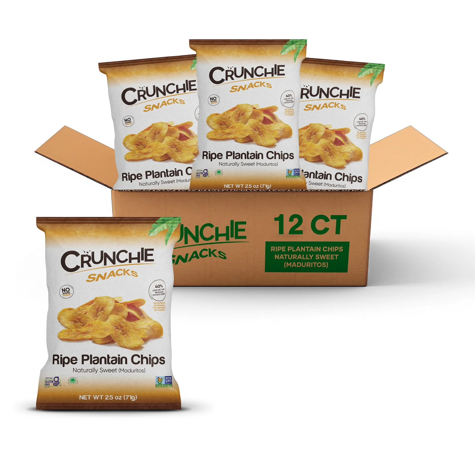 Crunchie Plantain Chips - Naturally Sweet (71g) × 12pcs
