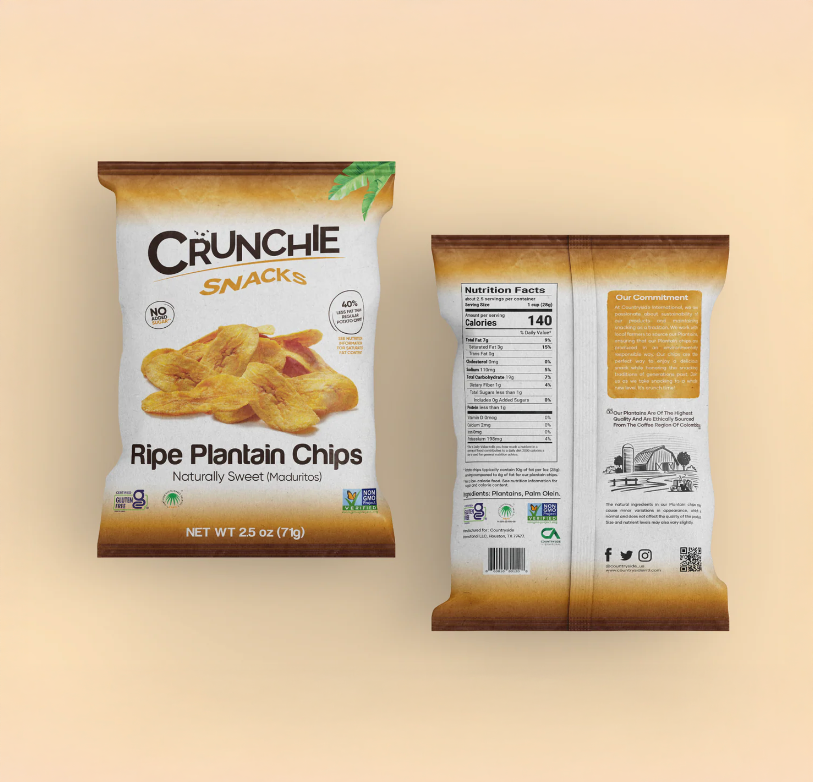 Crunchie Plantain Chips - Naturally Sweet (71g) X 24pcs (Case)