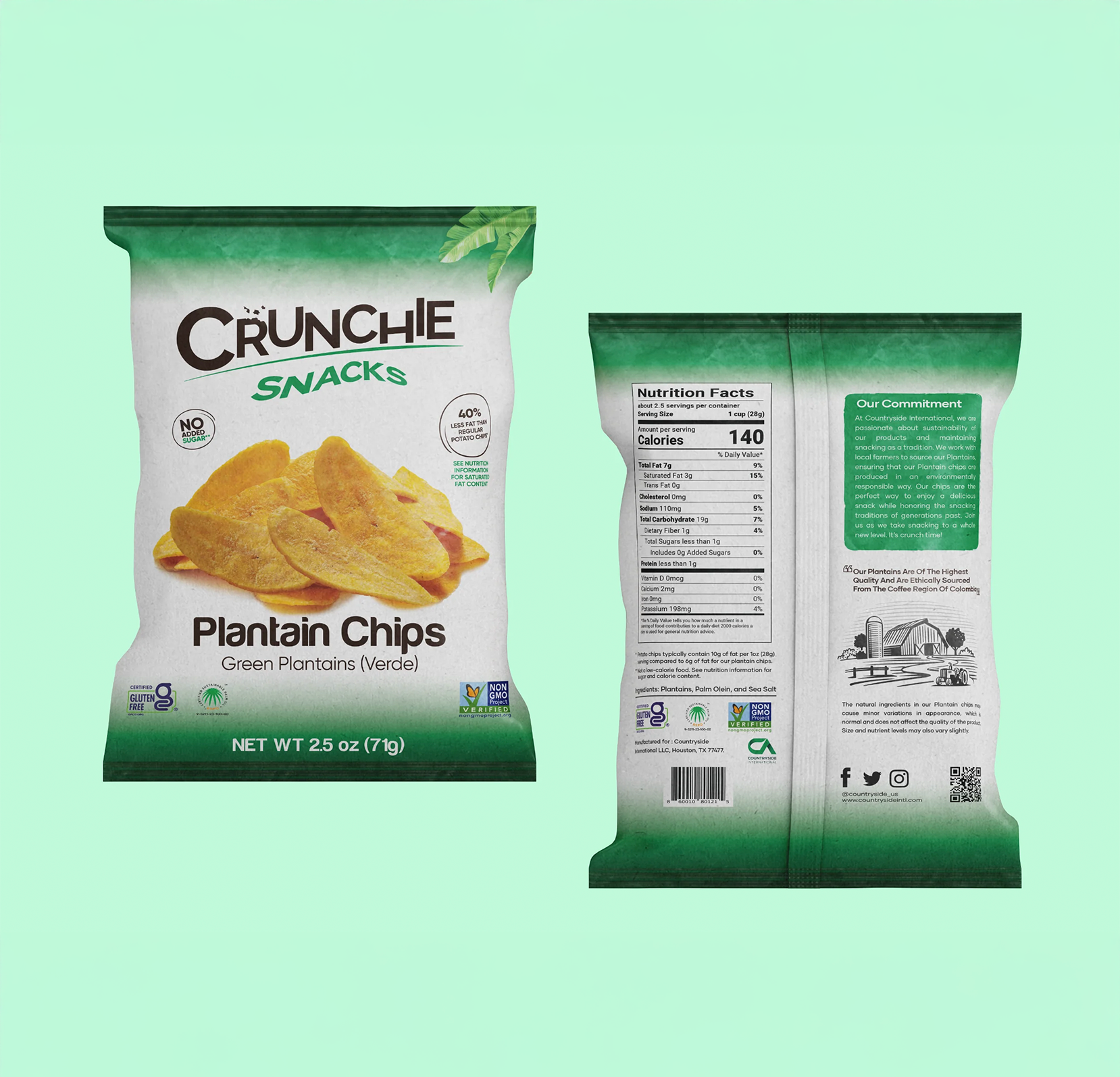 Crunchie Plantain Chips - Green Plantains (71g) X 24pcs (Case)
